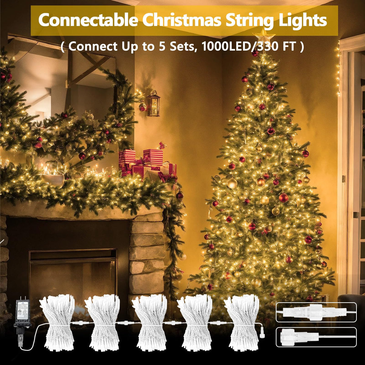 SANJICHA warm white LEDs span 66 feet for indoor and outdoor decor