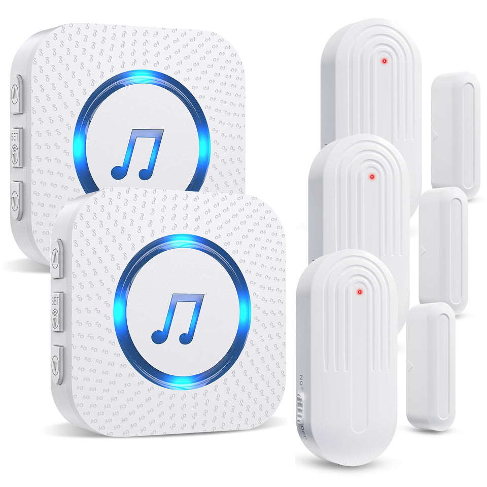 SanJie Door Sensor Chime front door setup with plug-in receiver for quick alerts.