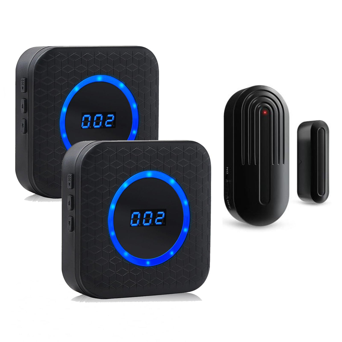 SanJie wireless door chime receiver on a desk, clear alerts for business entry.