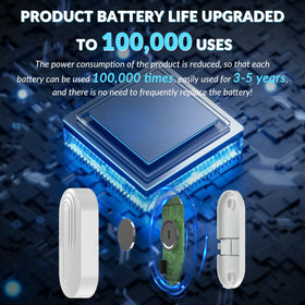 SanJie wireless door sensor attached to a door for instant entry alerts.