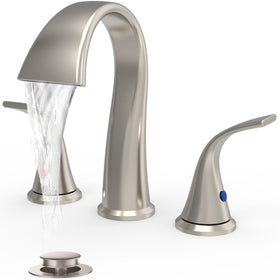 Sankecao bathroom faucet 3-hole 8-inch waterfall front view for spacious vanity