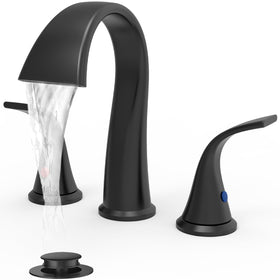 Sankecao bathroom faucet with 8-inch waterfall and dual handles for smooth temperature control
