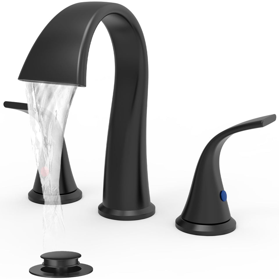Sankecao bathroom faucet with 8-inch waterfall and dual handles for smooth temperature control