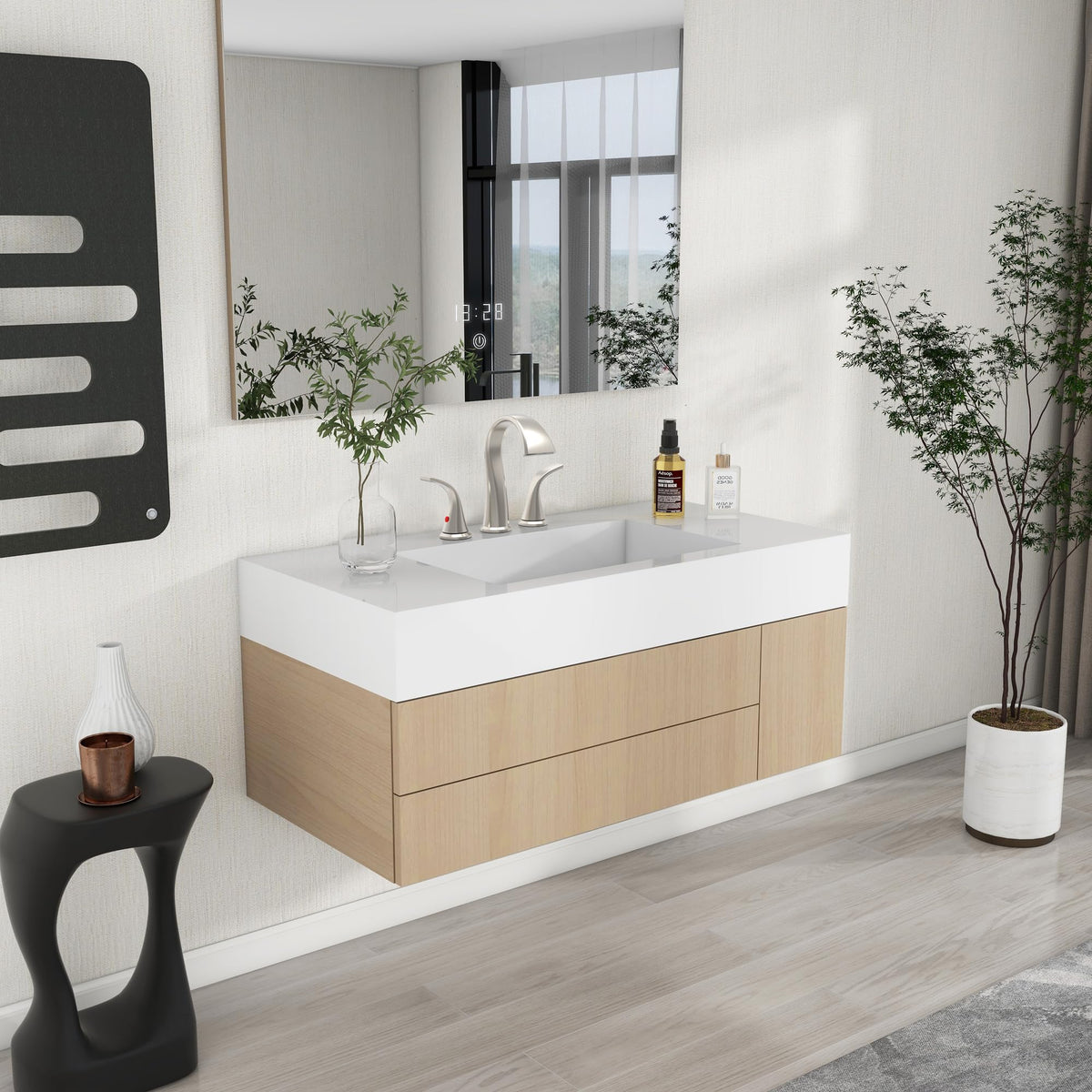 Sankecao modern vanity bathroom setting showcases refined lines