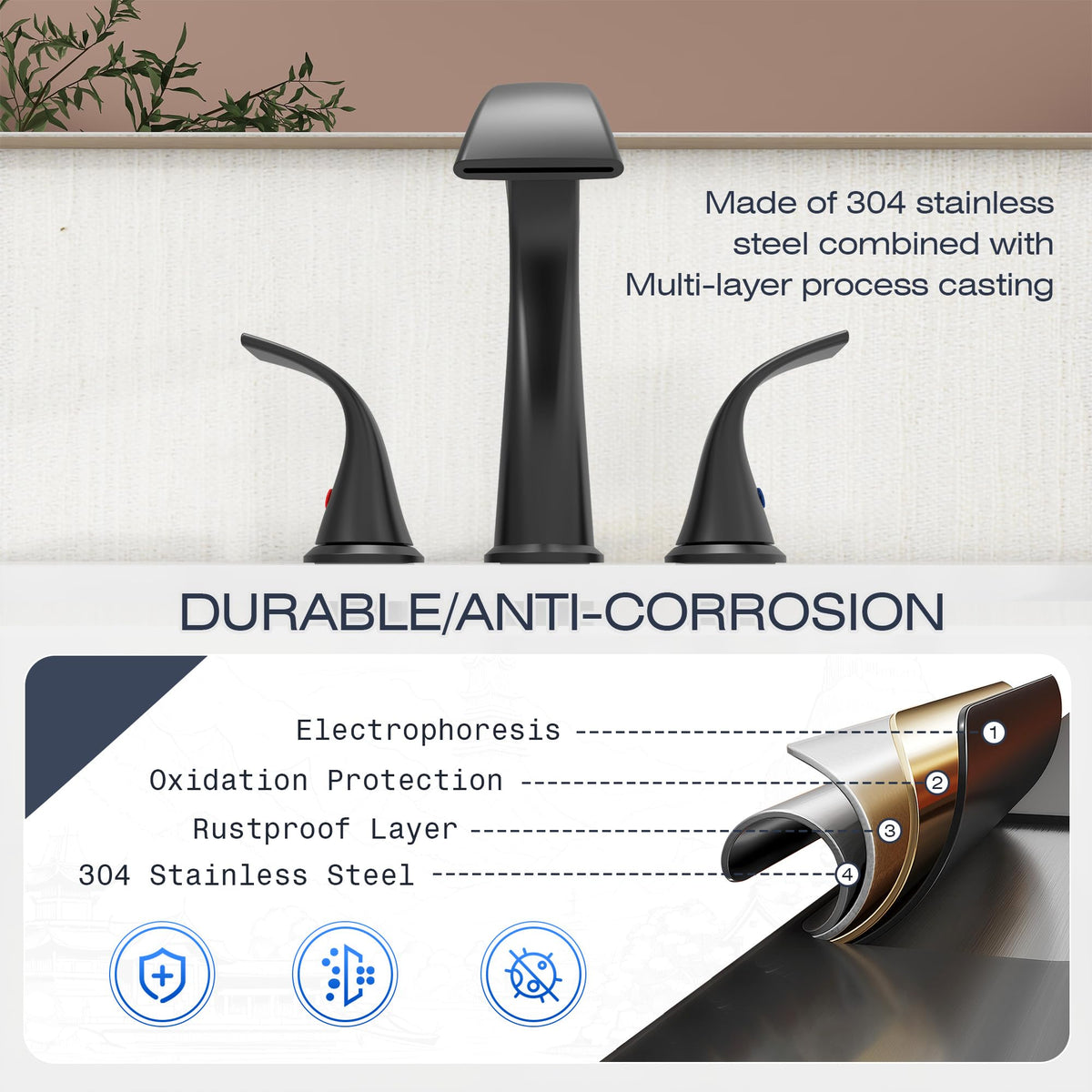 Sankecao water supply hoses provide flexible installation for vanity or powder room