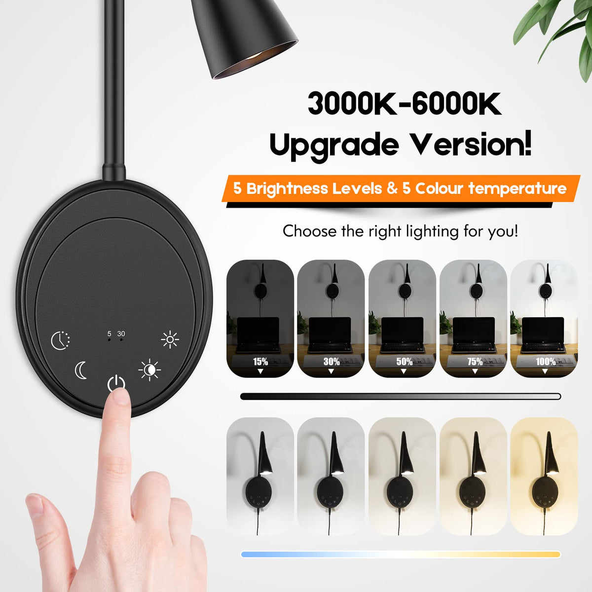SANKEDOU lamp with 3000K-6000K range and five dimming levels
