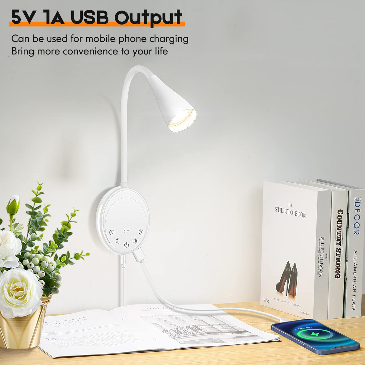 SANKEDOU bed reading light with touch dimming for twilight reading