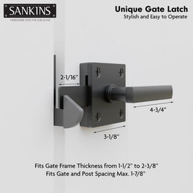 SANKINS black aluminum gate hardware on fence for durable outdoors