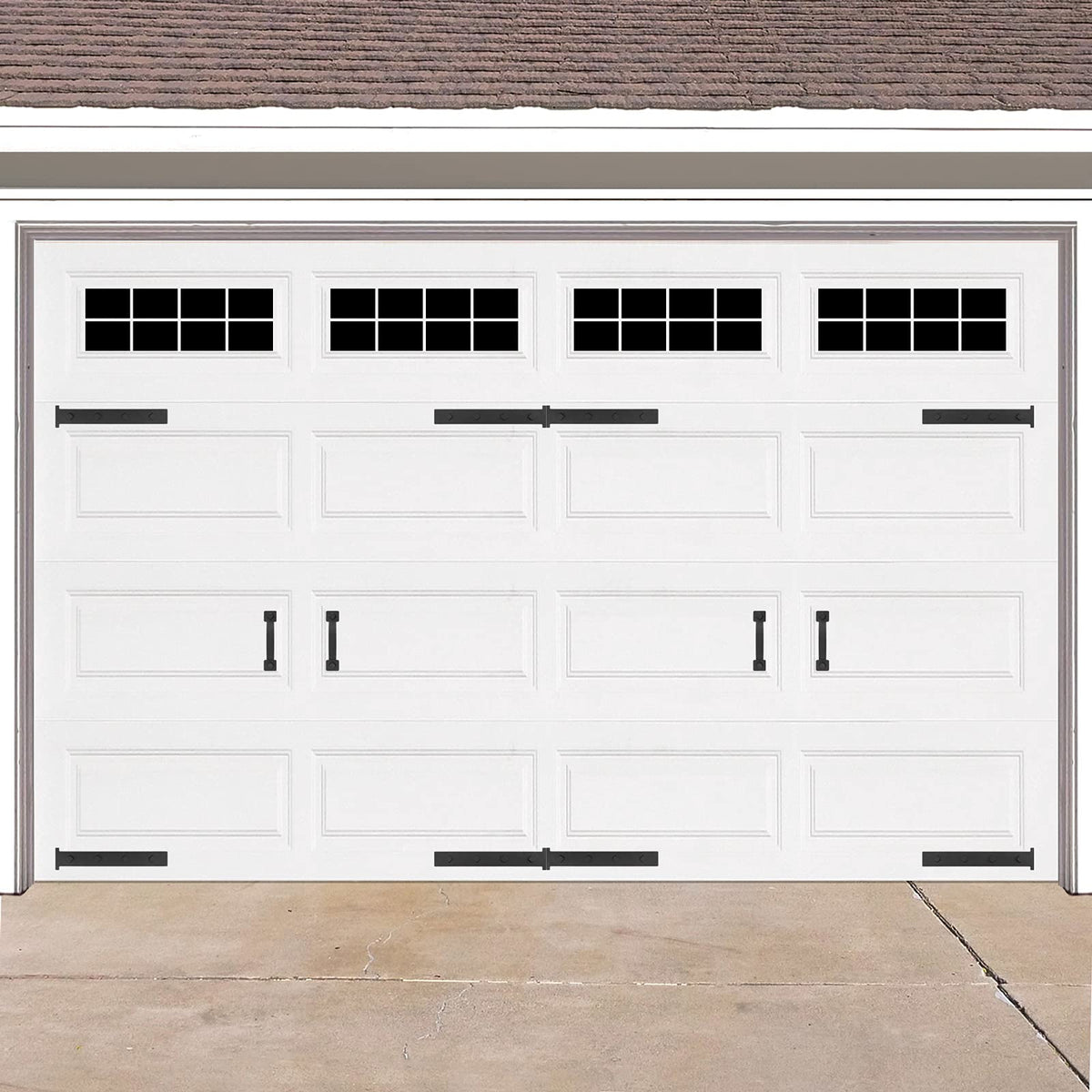 SANKINS carriage-style door accents brighten exteriors with hinges and handles