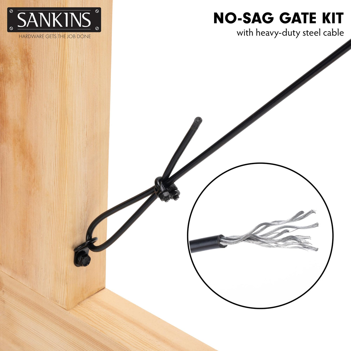 SANKINS D-rings provide sturdy anchor points for gate support systems.