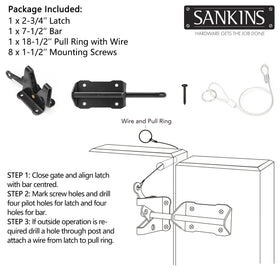 SANKINS durable yard gate latch for wood and metal fences.