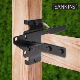 SANKINS fingertip-release gate latch enabling smooth one-handed use