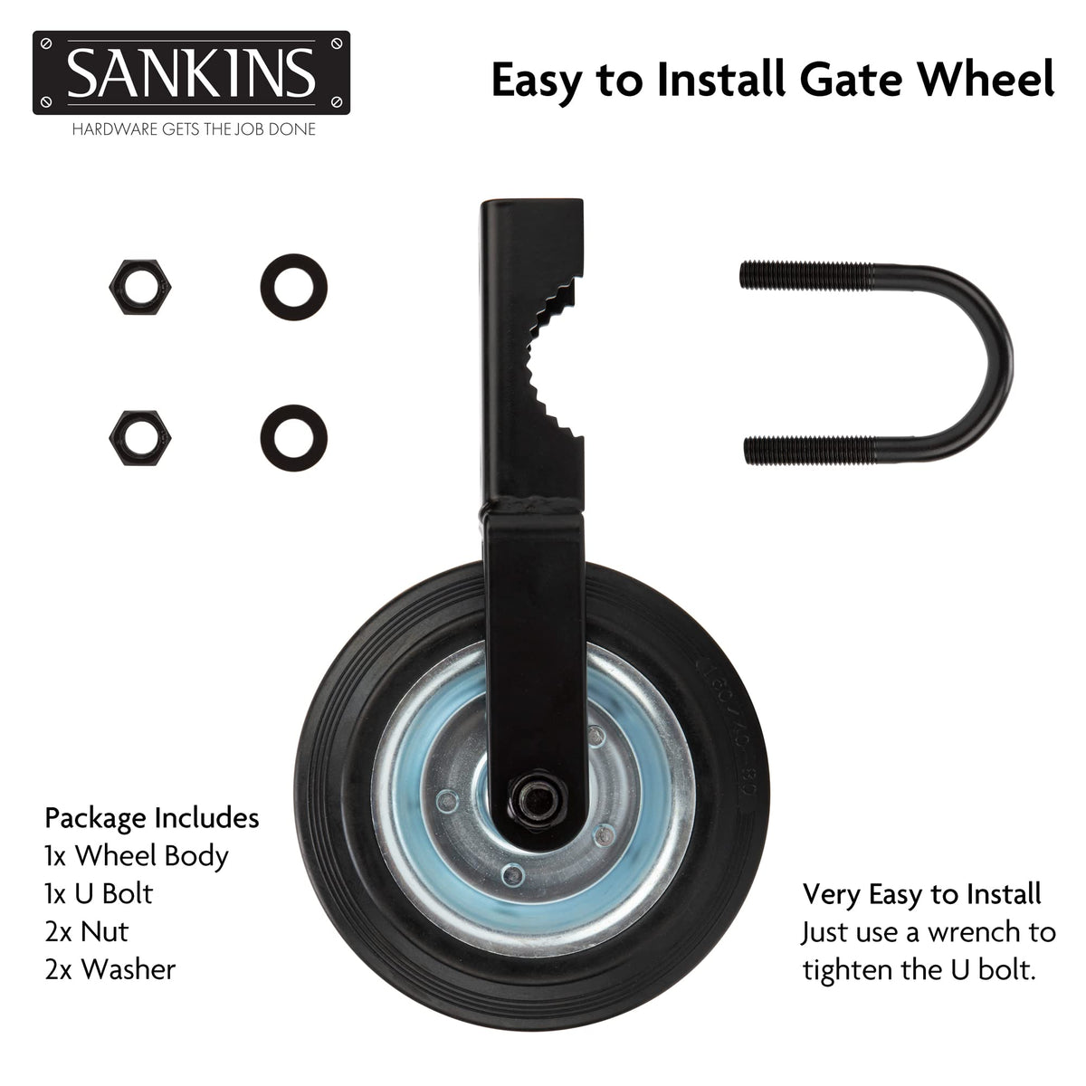Wheel rolling over concrete, grass, and gravel surfaces with ease.