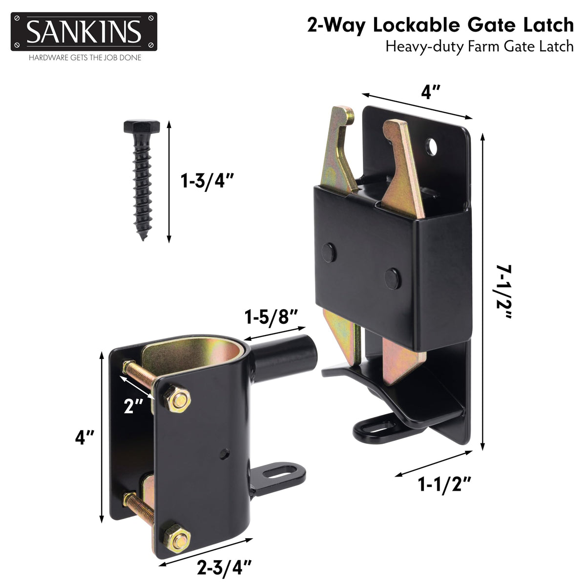 SANKINS gate latch back plate detail illustrating secure mounting