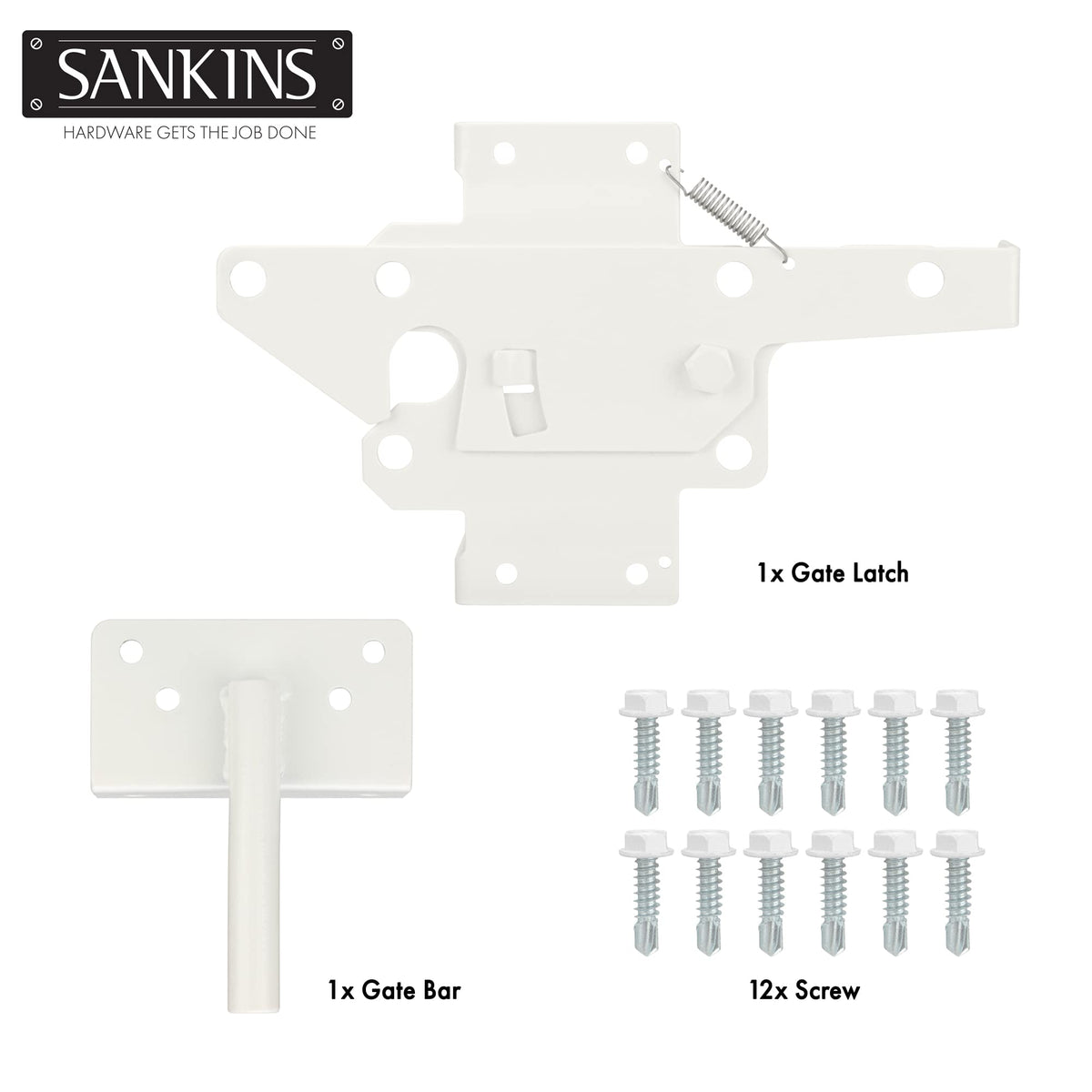 SANKINS gate latch installed on wood door demonstrates sturdy mounting