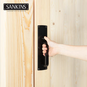 SANKINS gate-latch on wooden fence, inward/outward swing compatible