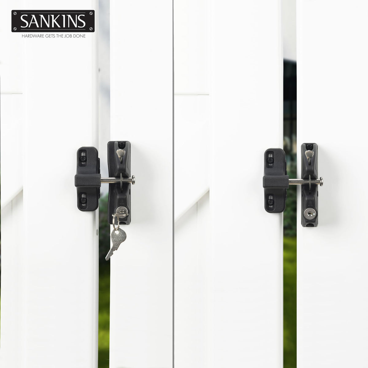 SANKINS dual-sided operation for convenient gate access inside and outside on various materials.