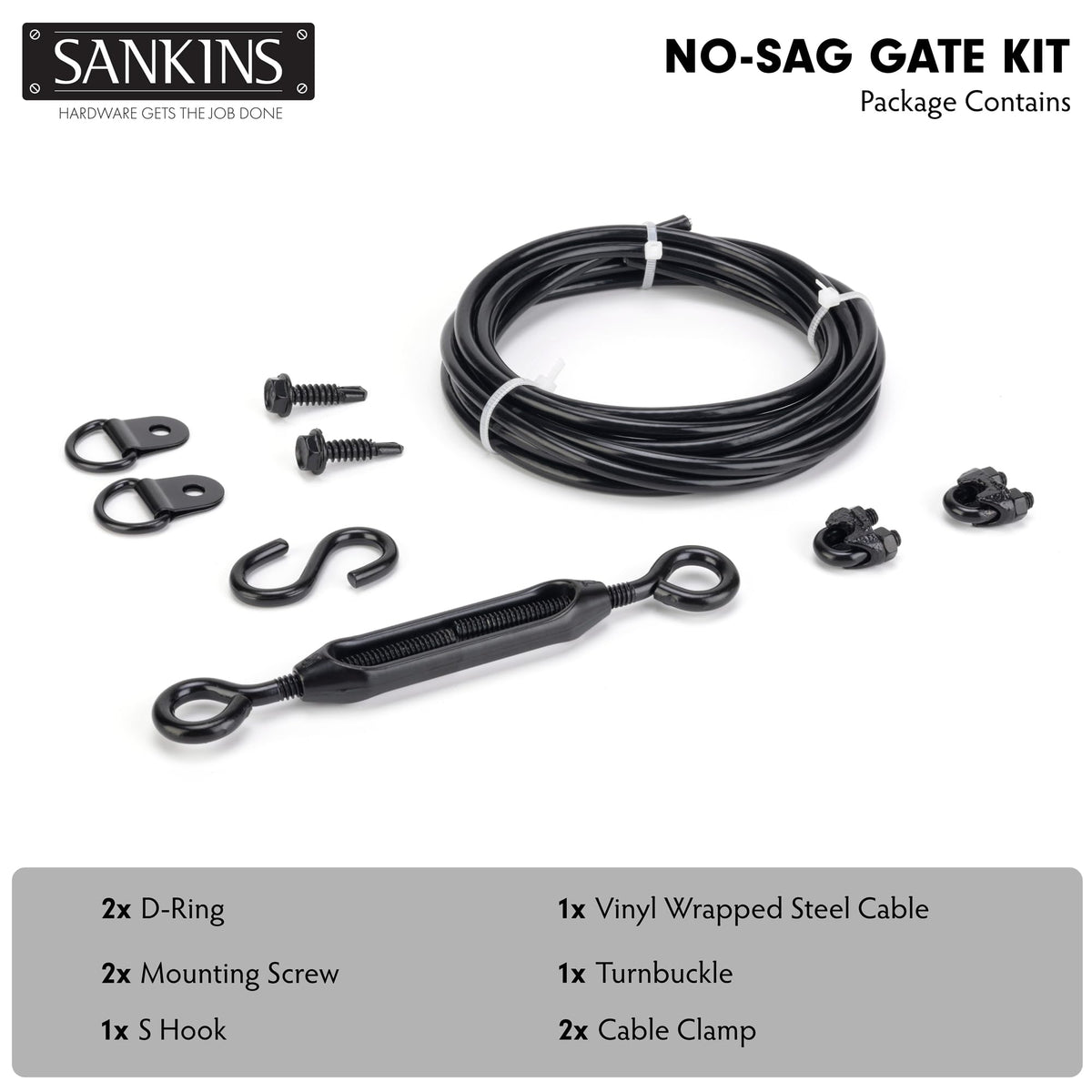 SANKINS gate turnbuckle for easy, adjustable sag correction on exterior fences.