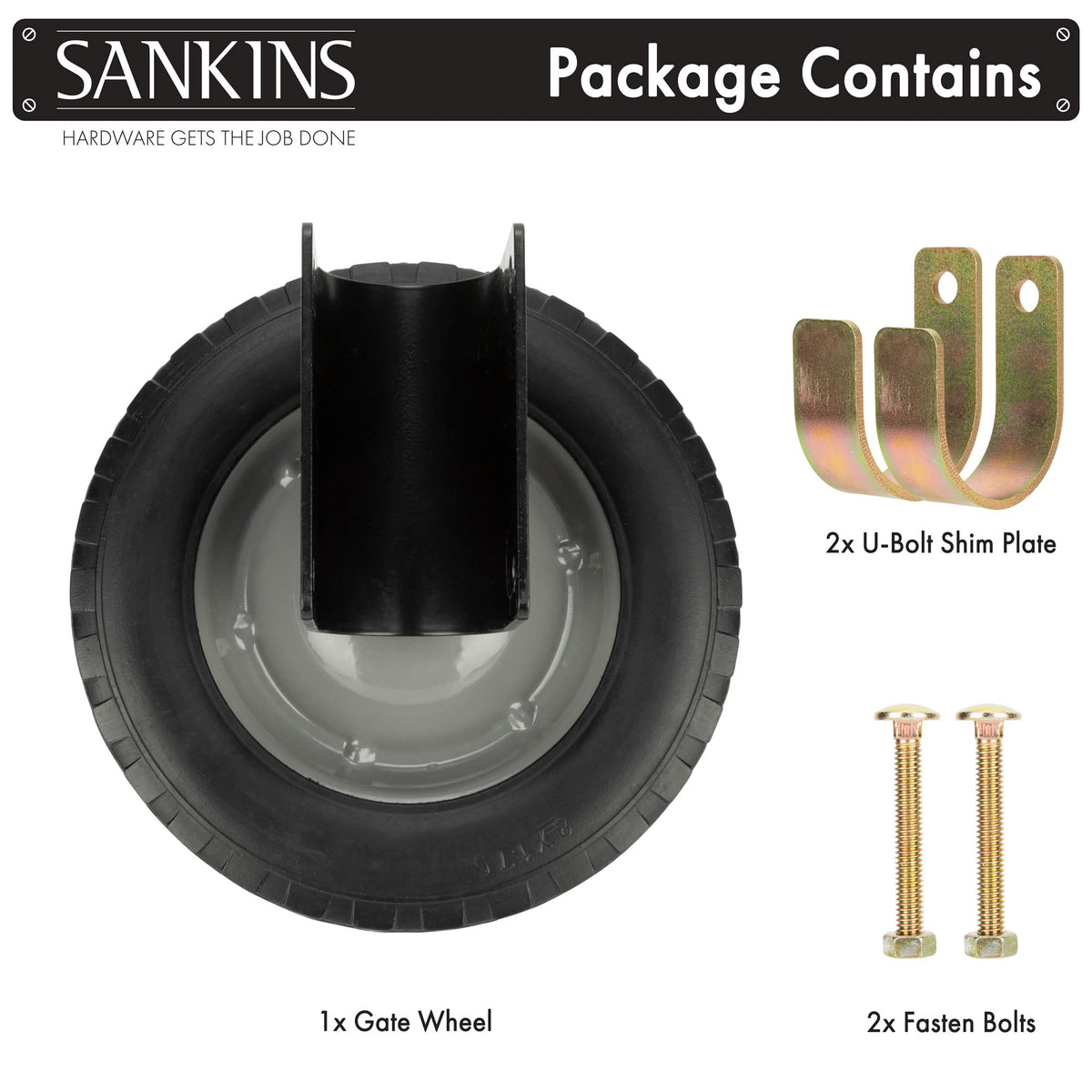 Simple installation of the SANKINS gate wheel with bottom rail mounting.