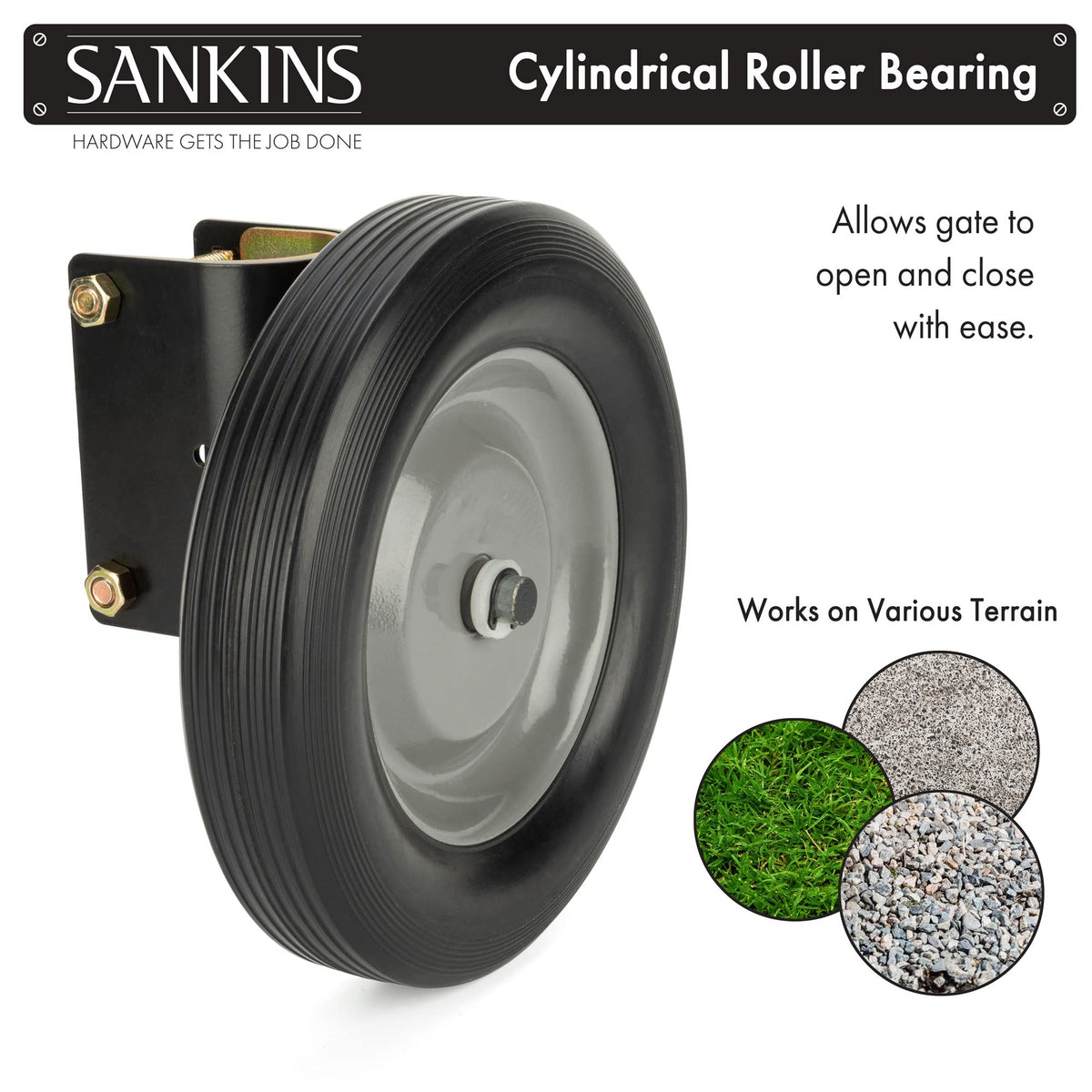 SANKINS gate wheel fits 1-5-8in to 2in tubes for versatile mounting