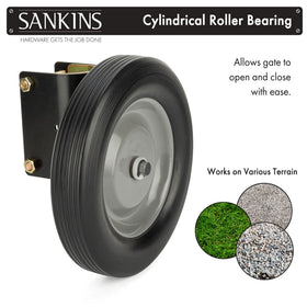 SANKINS gate wheel fits 1-5-8in to 2in tubes for versatile mounting