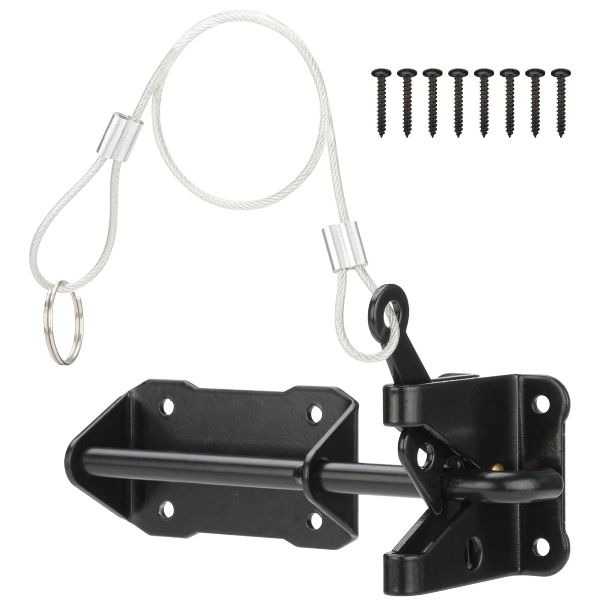 SANKINS heavy-duty automatic gate latch for secure wooden gates.