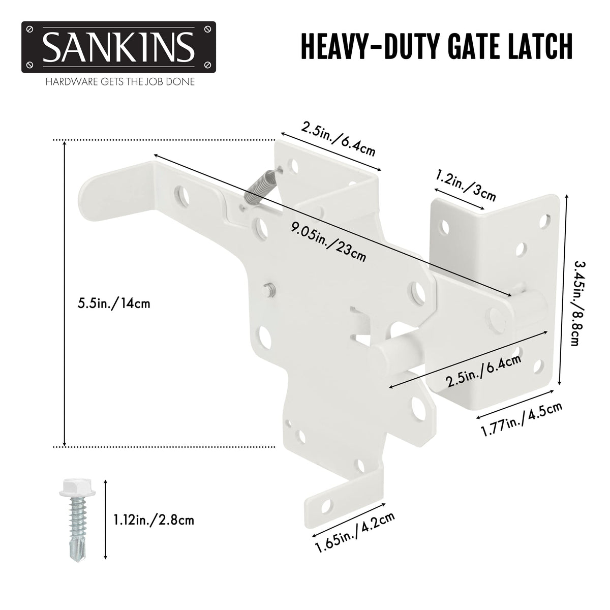 SANKINS heavy-duty gate latch fasteners included for secure fencing projects