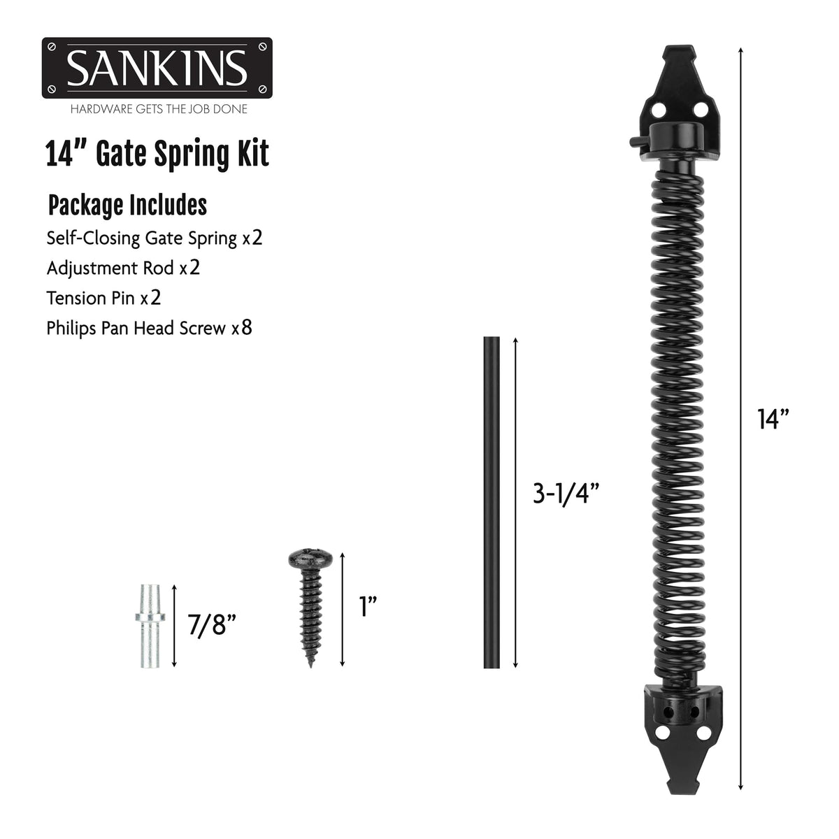 SANKINS outdoor gate spring kit ready for left or right swing