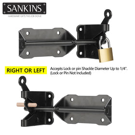 SANKINS pool-gate latch in black finish for outdoor pool safety.