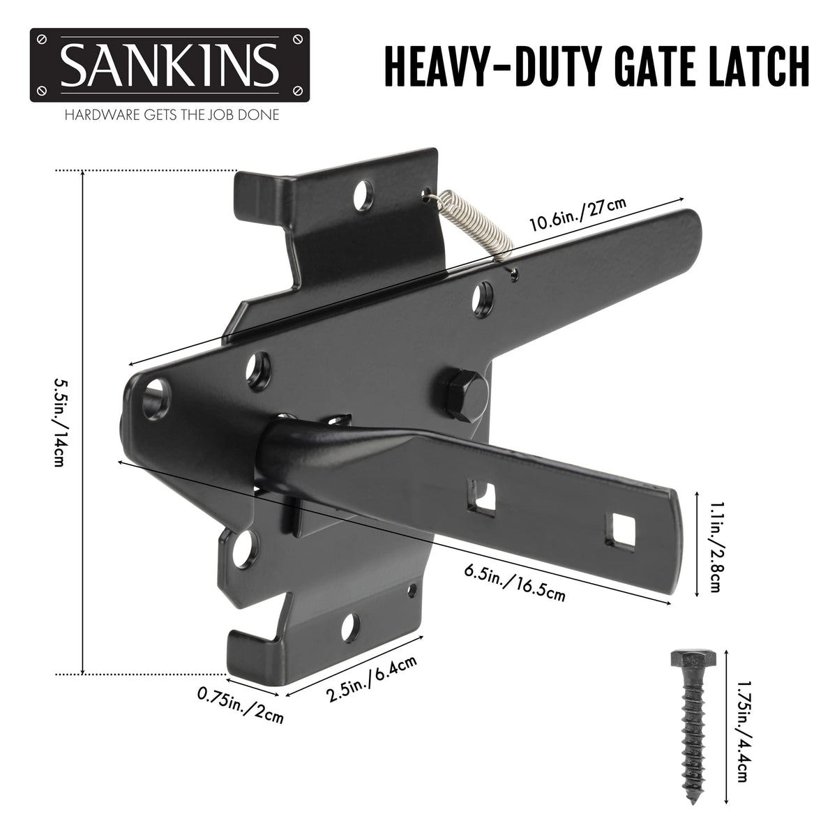 SANKINS post-mount gate latch with gravity lever on a gate