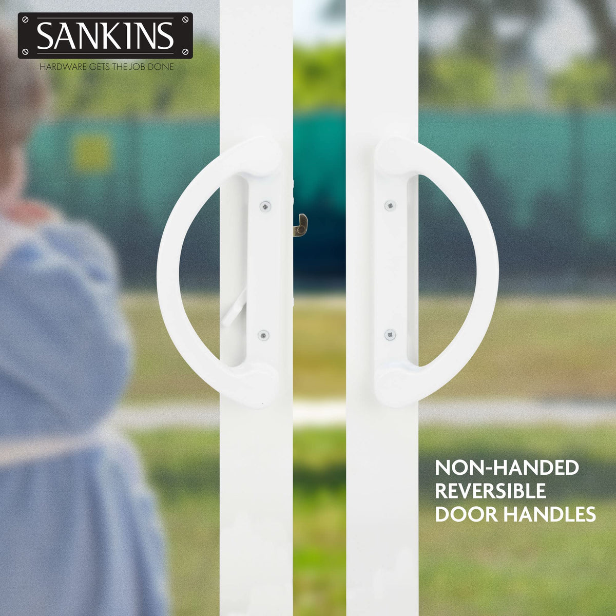 SANKINS reversible patio door handle — usable on left or right opening