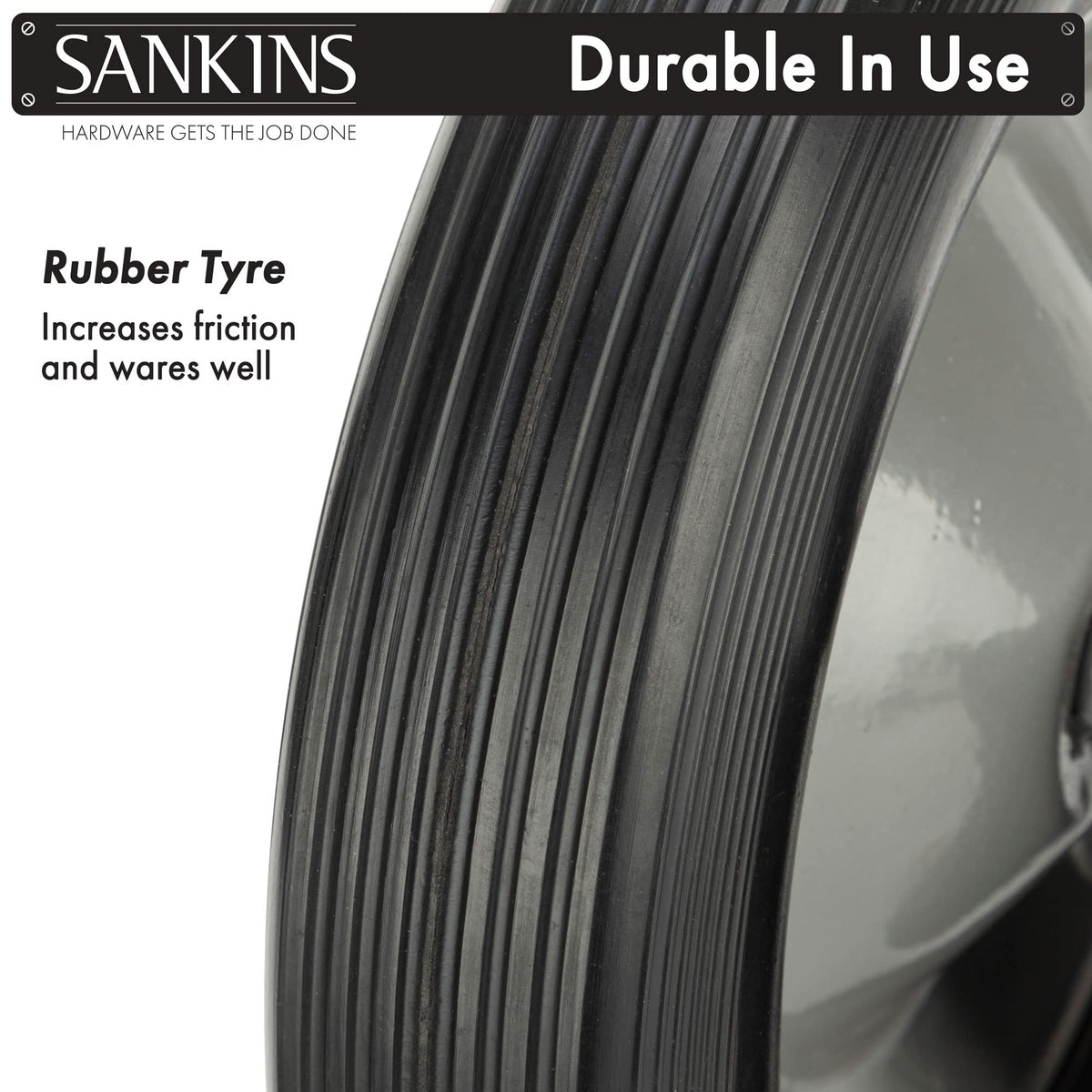 SANKINS rubber wheel with textured surface provides grip and stability