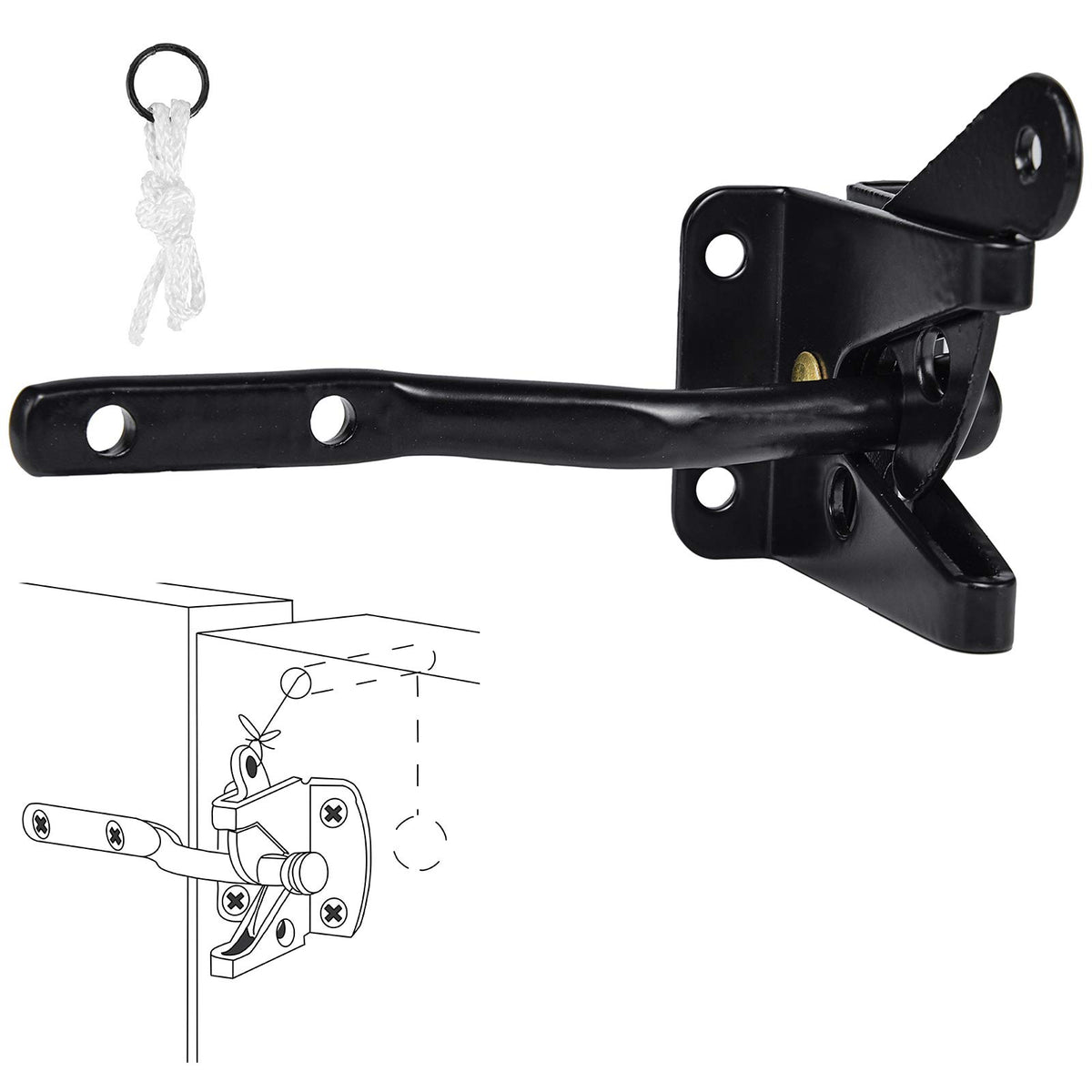 SANKINS Rustproof black finish enhances exterior or interior gate hardware.