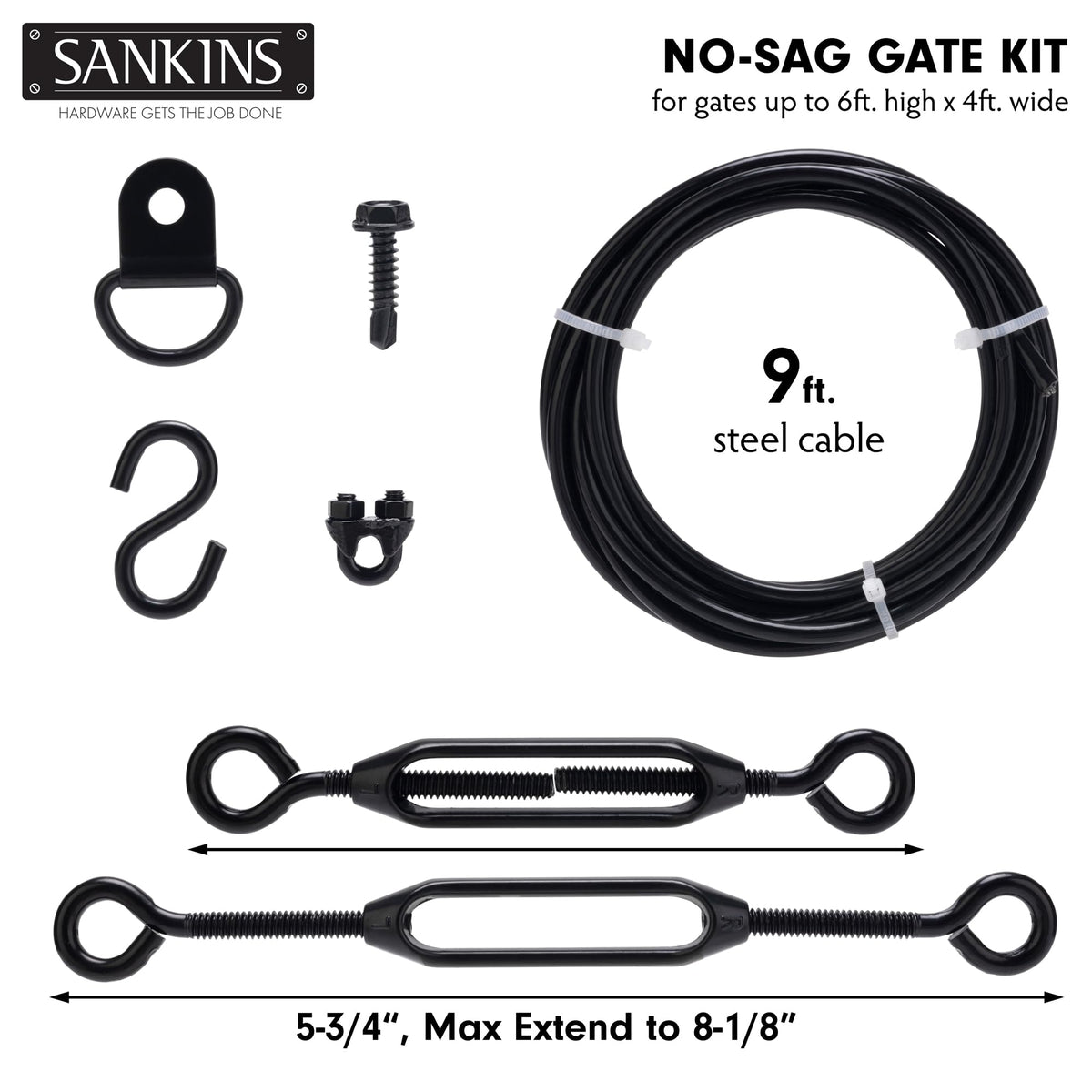 SANKINS S-hook for secure cable connections and gate stabilization.