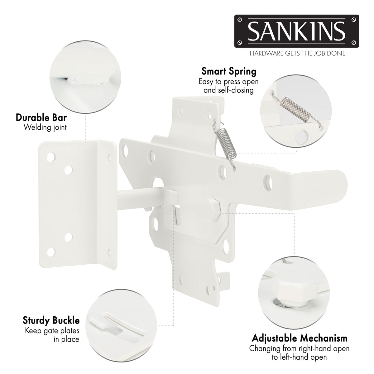 SANKINS self-locking gate latch easy installation highlights DIY-friendly design