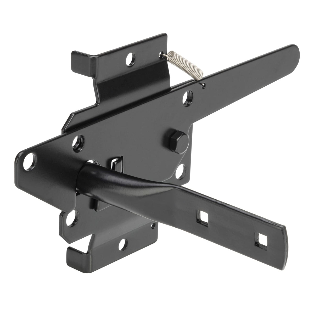 SANKINS self-locking gate latch on wooden fence for secure yard access