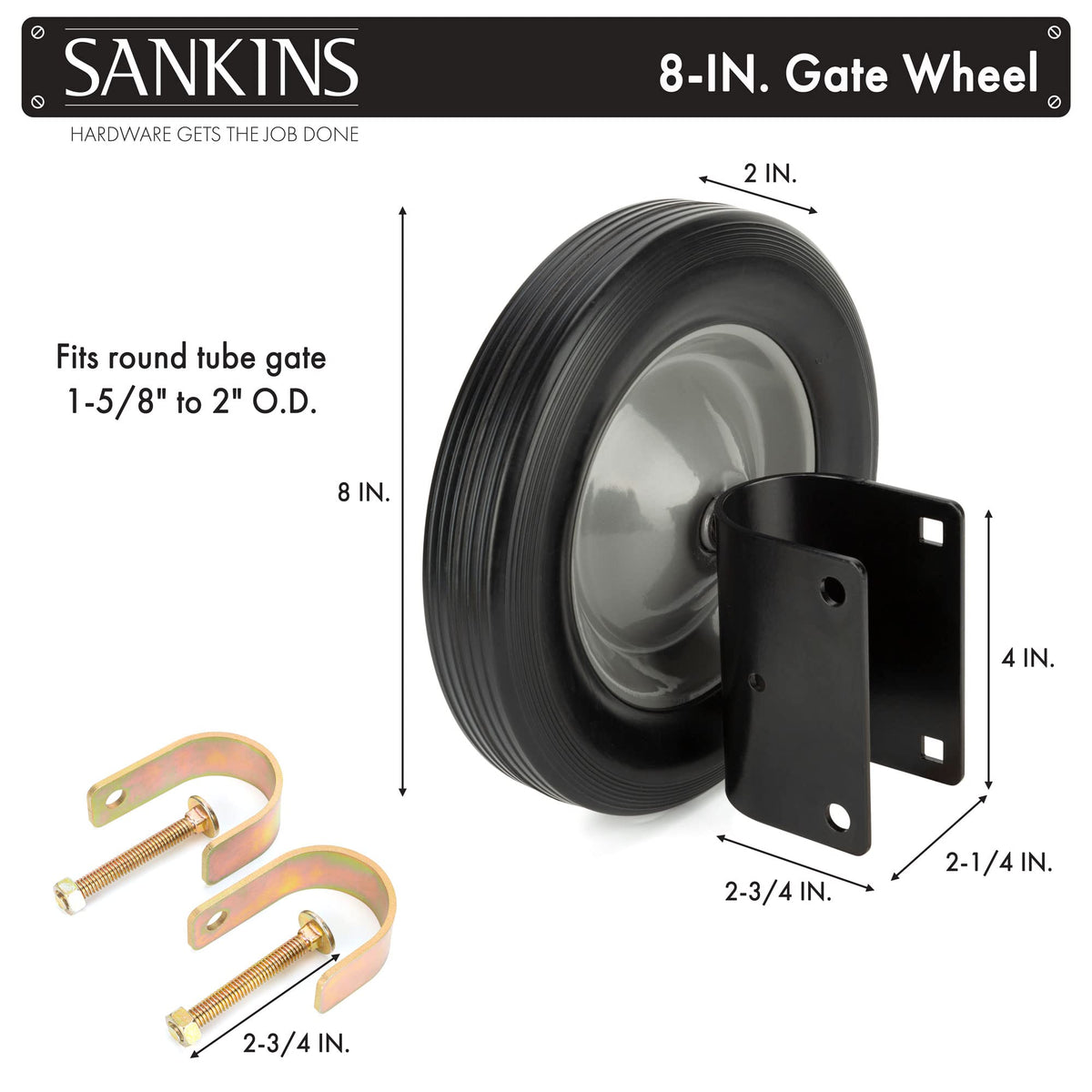 SANKINS side-mount gate wheel on steel frame prevents sag