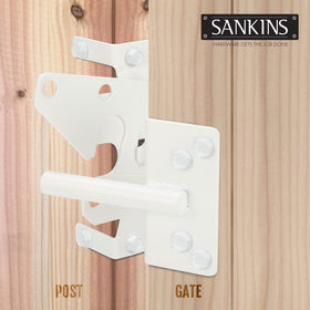 SANKINS steel construction closeup emphasizes durability for gate hardware