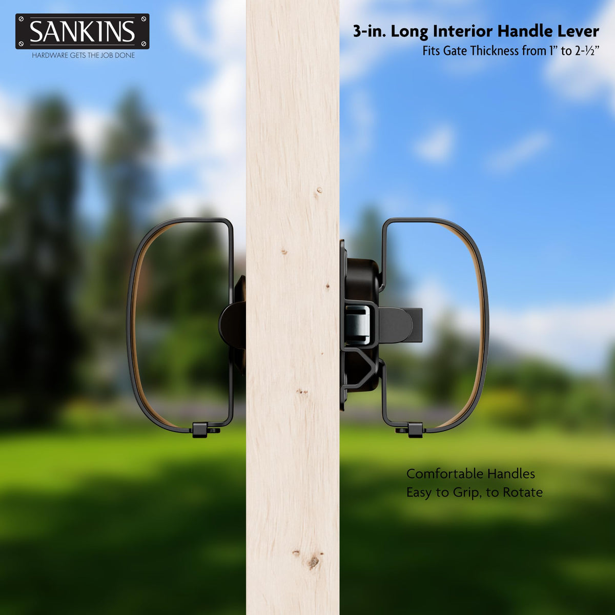 SANKINS Swinging Shed Door Latch supports left-right handed installation on versatile gates.