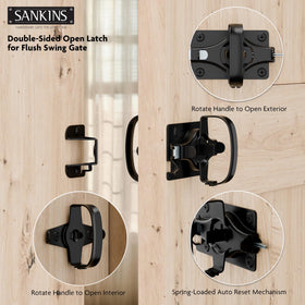SANKINS Swinging Shed Door Latch padlock hole ready for extra security on exterior gates.
