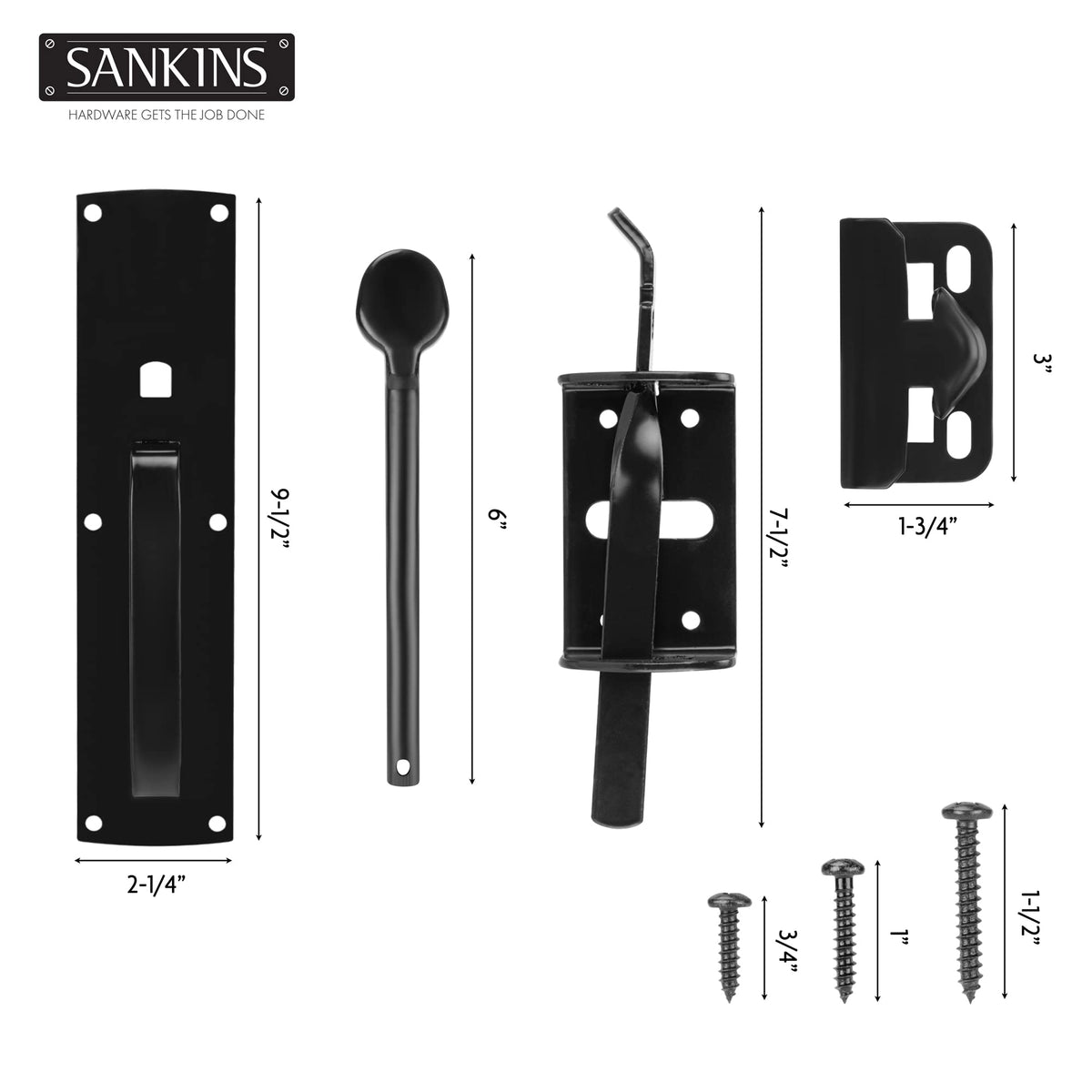 SANKINS thumb-latch-kit close-up steel, anti-rust black finish