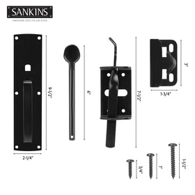 SANKINS thumb-latch-kit close-up steel, anti-rust black finish