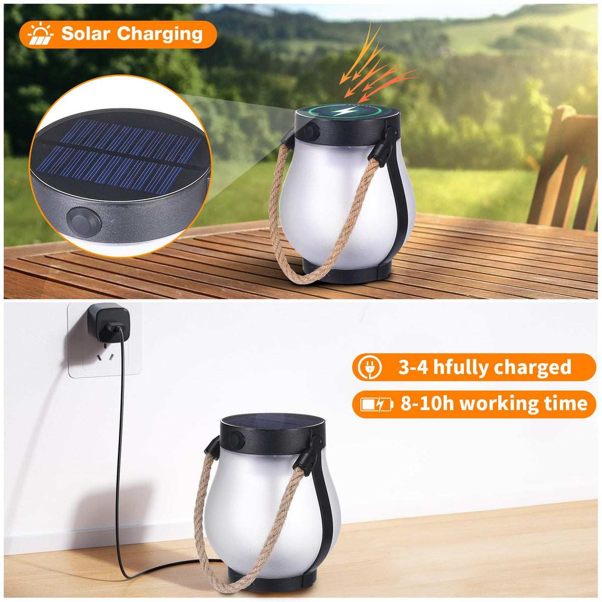 Close-up of SANMOON solar flame lantern flicker effect resembling real flame