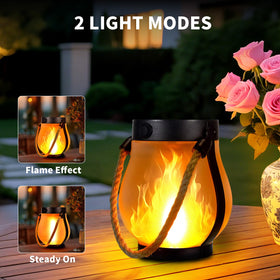 SANMOON solar flame lantern along garden pathway lighting the way