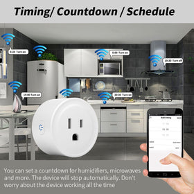 Sanofuturion WiFi Smart Plug illustrating scheduling to power devices automatically