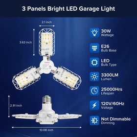 SANSI LED garage light delivers 360-degree illumination for shadow-free coverage.