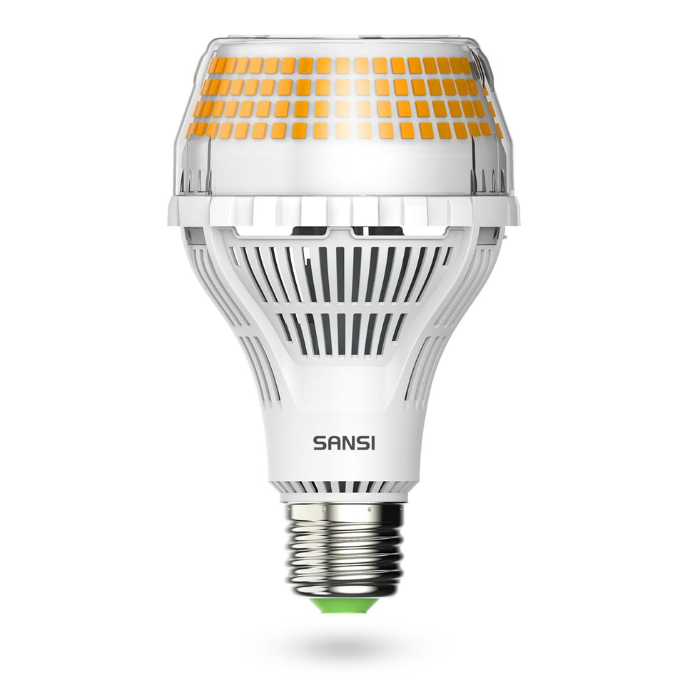 SANSI 400W-equivalent A21 LED bulb with ceramic technology for efficient lighting.