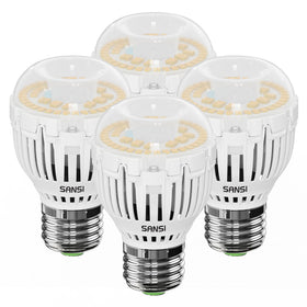 SANSI A15 LED bulb illuminated for bright home lighting.