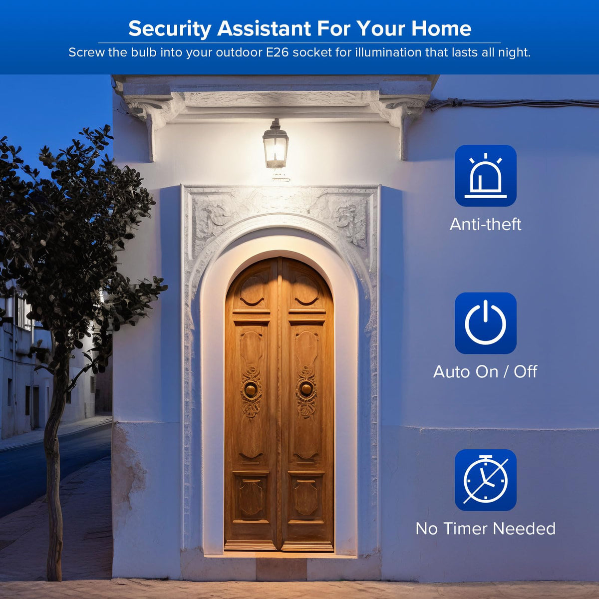SANSI A19 dusk-to-dawn driveway light enhancing nighttime safety.