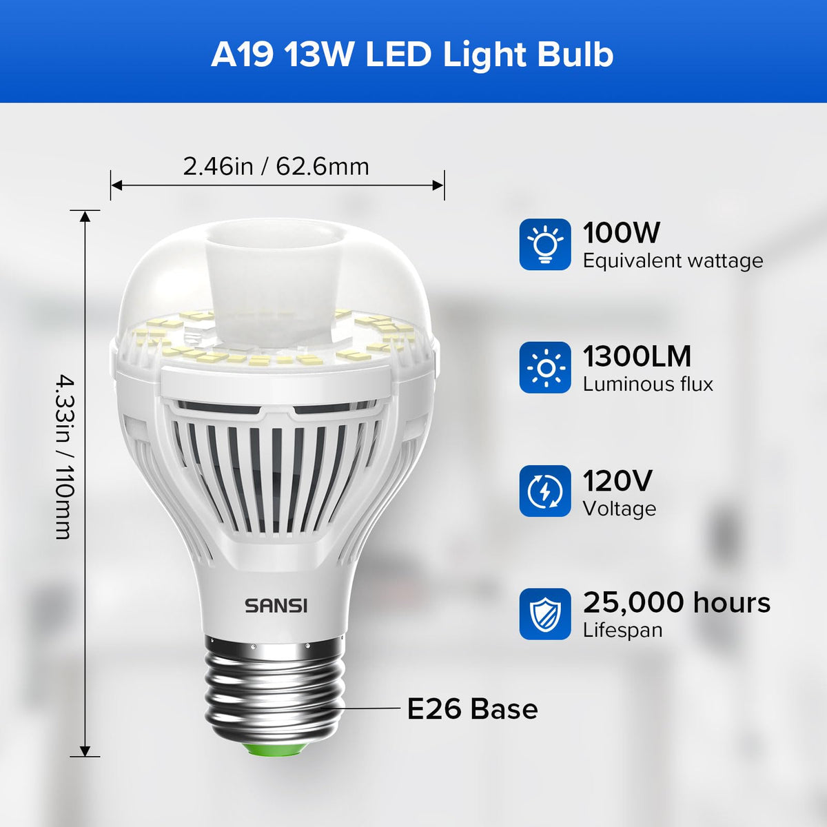 SANSI A19 dusk-to-dawn garage light provides automatic exterior lighting.